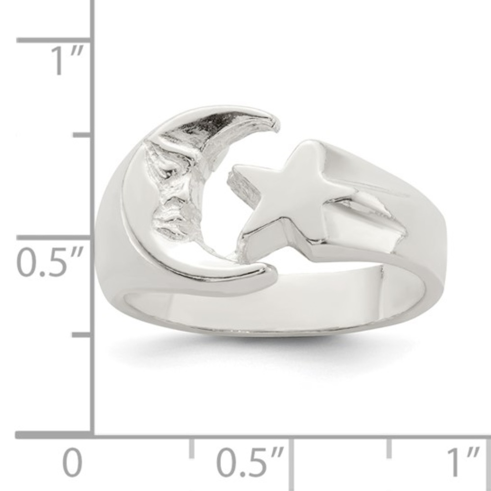 Sterling Silver Moon and Star Ring - Picture 5 of 8